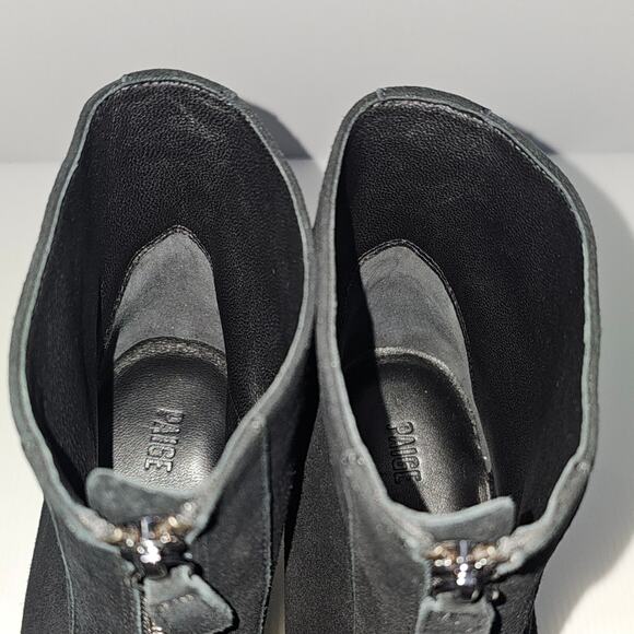 NEW Paige Brianne Ankle Boot Womens 9.5 Black Suede Platform Lug Sole Heeled - Picture 9 of 14